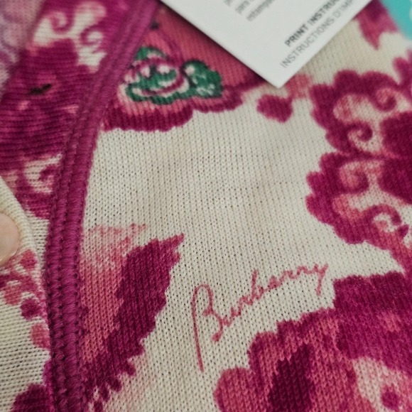 Burberry London Vintage Floral Merino Wool Cardigan Sweater Made In Italy L New - Picture 5 of 12